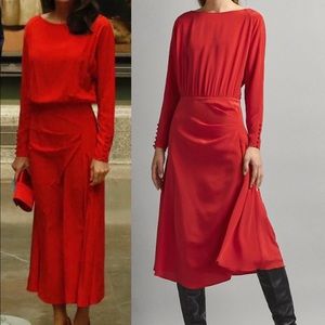 Massimo Dutti silk draped dress sz 36